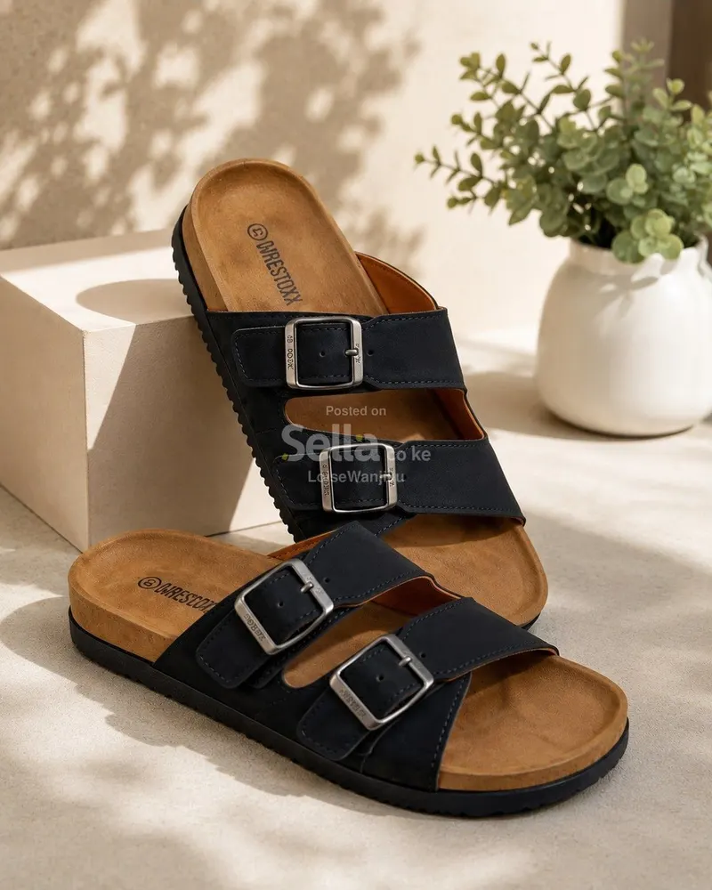 Premium Double-Buckle Comfort Slide Sandals – Unisex Casual Slip-Ons