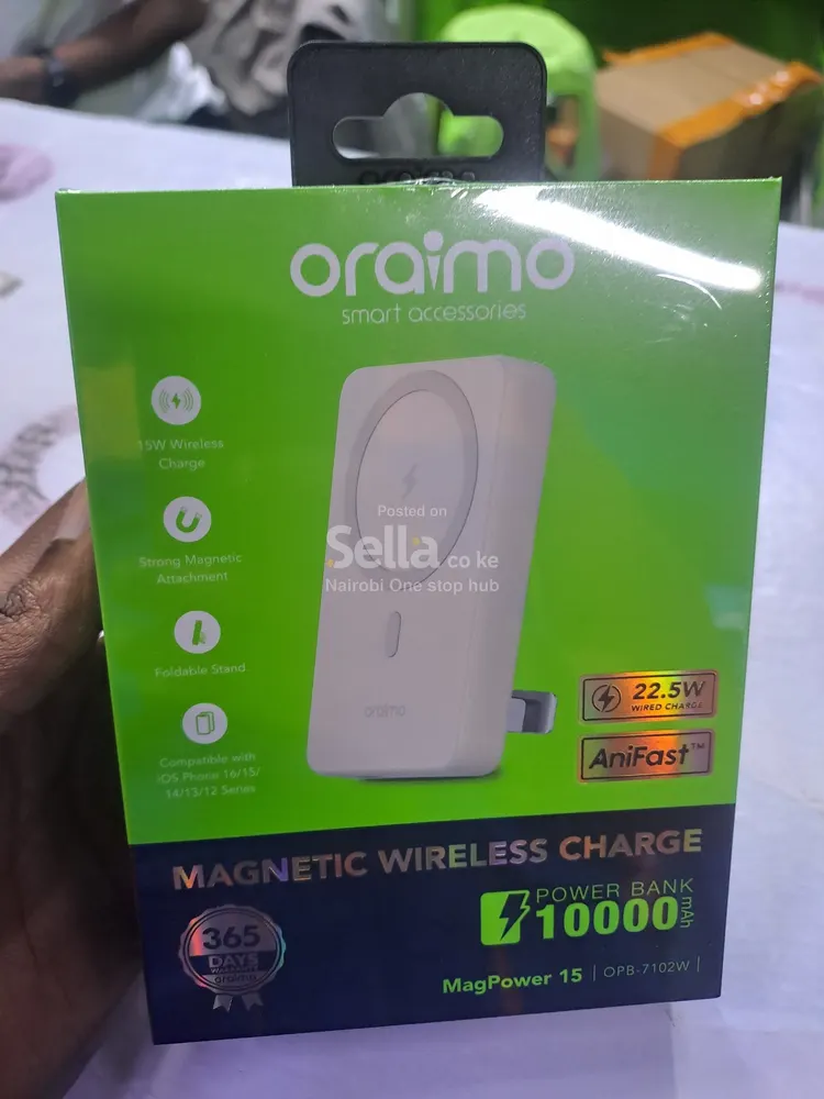 Oraimo MagPower 15 Magnetic Wireless Power Bank 10,000mAh – KSh 3,500 ⚡🔋
