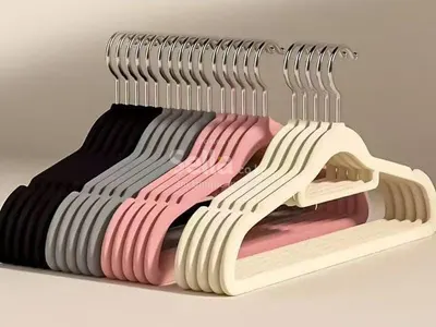 10 pcs Velvet Non-Slip Hangers with Tie Bar
