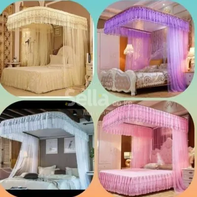 2 stand net rail mosquito net   Colour pink, purple, cream  Sizes 4×6,5×6 $6×6  