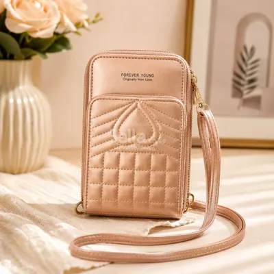 Forever Young Quilted Phone Crossbody Wallet – Champagne Gold