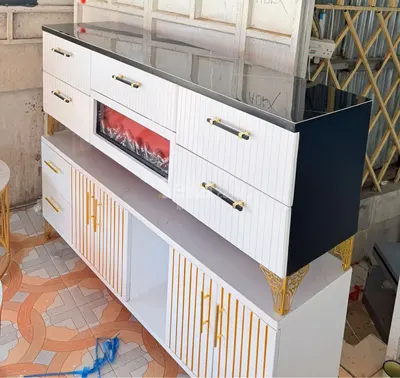 Modern Executive TV stand with  a functional fire place
