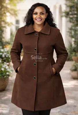 Brown Button-Front Coat - Classic Wool Blend