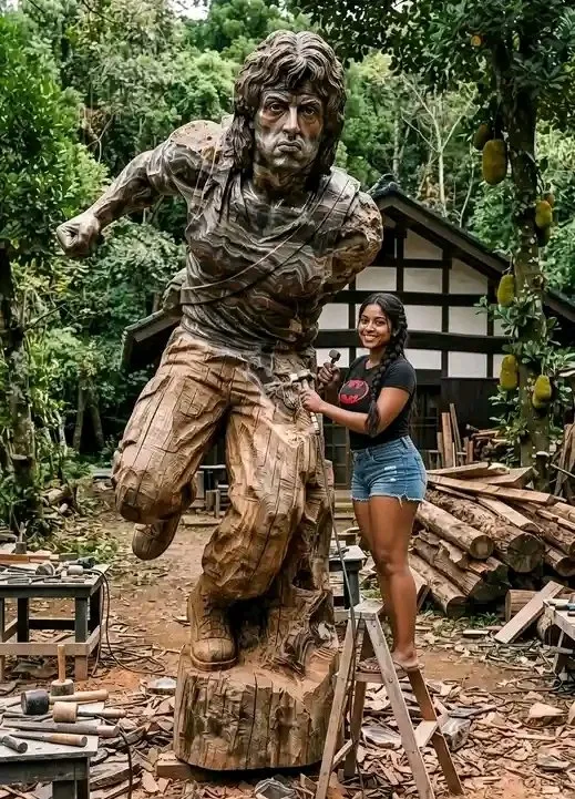 Rambo statue carving 🎥🎬👀