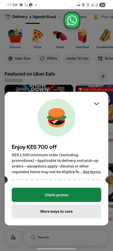 This offer UberEats come we cash out my delivery